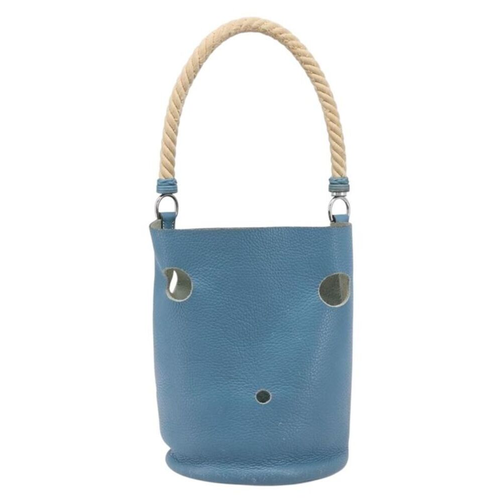 Hermes Mangeoire Clemence Blue Leather Handbag